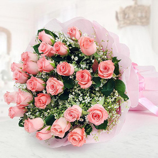 Send Valentine 50 Pink Roses Bouquet Online in India at Indiagift.in