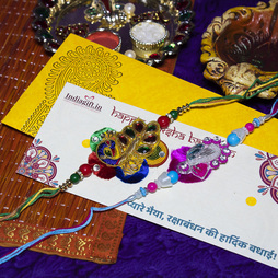 Colourful Peacock Rakhi Set