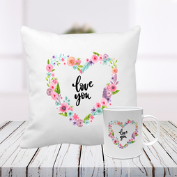 Love You Cushion and Mug 