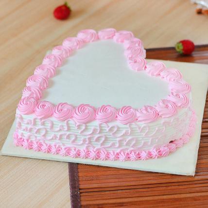 Send Fresh Heart Shape Strawberry Cake Online in India at Indiagift.in
