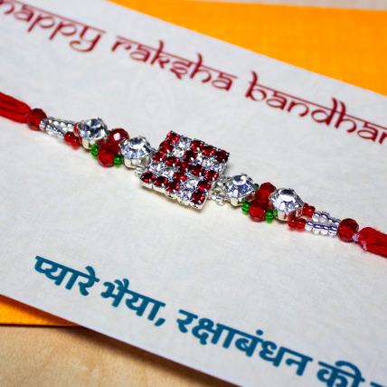 Fancy Swastik Diamonte Rakhi